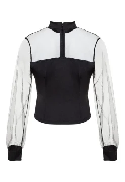 BLU0090-NEG Women's Tull Blouse